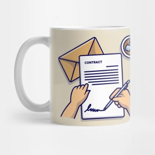 Hand Writng Letter With Envelope Cartoon Mug